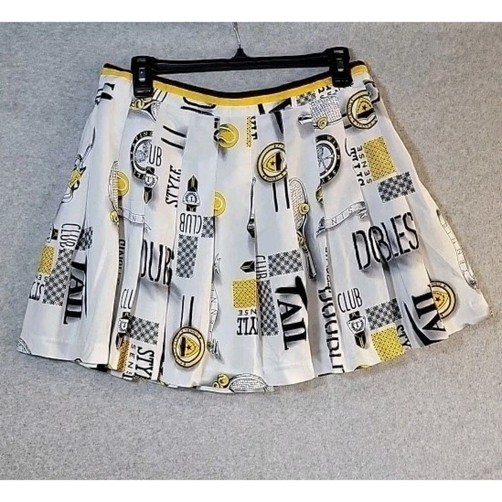 TAIL White Black Yellow Sz 14 Kitschy Graphic Sporty Tennis Pickleball Skirt USA